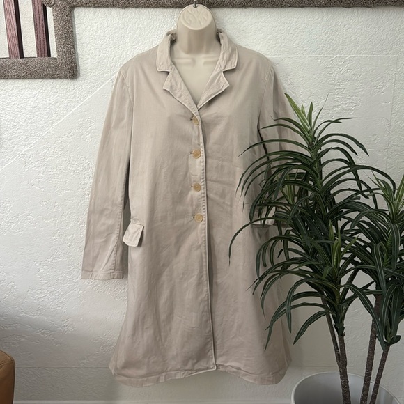JIL SANDER Women’s Beige 98% Cotton Midi Trench Coat Size 42 EUC